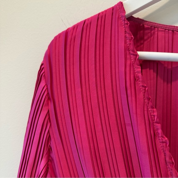 WAYF Payton Pink Tie Front Top Long Sleeve Blouse Women's Cardigan Rhinestone - Picture 8 of 16